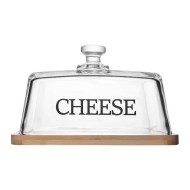 Queijeira 20,5x18,5x12cm Com Base Em Bambu Basic Vidro